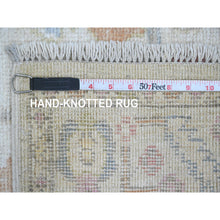 Load image into Gallery viewer, 2&#39;8&quot;x11&#39;8&quot; Pearl White, Afghan Angora Oushak With Colorful Vines Design, Hand Knotted, Natural Dyes, Pure Wool, Runner, Oriental Rug FWR539766