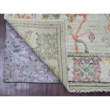 Load image into Gallery viewer, 2&#39;9&quot;x8&#39; Pastel Gray, Afghan Angora Oushak With Colorful Leaf Design, Natural Dyes, Hand Knotted, 100% Wool, Runner, Oriental Rug FWR539778