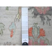 Load image into Gallery viewer, 2&#39;9&quot;x8&#39; Pastel Gray, Afghan Angora Oushak With Colorful Leaf Design, Natural Dyes, Hand Knotted, 100% Wool, Runner, Oriental Rug FWR539778