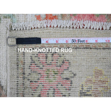 Load image into Gallery viewer, 2&#39;9&quot;x8&#39; Pastel Gray, Afghan Angora Oushak With Colorful Leaf Design, Natural Dyes, Hand Knotted, 100% Wool, Runner, Oriental Rug FWR539778