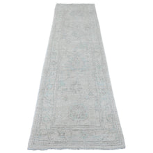 Load image into Gallery viewer, 2&#39;8&quot;x9&#39;7&quot; Battleship Gray, Hand Knotted, Afghan Angora Oushak with All Over Leaf Design, Natural Dyes, 100% Wool, Runner, Oriental Rug FWR539784