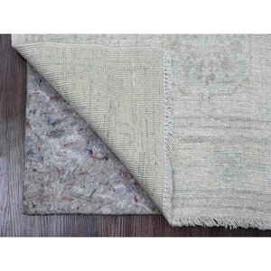 2'8"x9'7" Battleship Gray, Hand Knotted, Afghan Angora Oushak with All Over Leaf Design, Natural Dyes, 100% Wool, Runner, Oriental Rug FWR539784