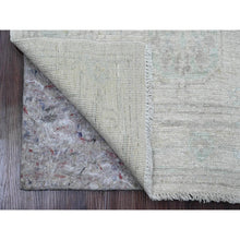 Load image into Gallery viewer, 2&#39;8&quot;x9&#39;7&quot; Battleship Gray, Hand Knotted, Afghan Angora Oushak With All Over Leaf Design, Natural Dyes, 100% Wool, Runner, Oriental Rug FWR539784