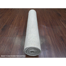 Load image into Gallery viewer, 2&#39;8&quot;x9&#39;7&quot; Battleship Gray, Hand Knotted, Afghan Angora Oushak With All Over Leaf Design, Natural Dyes, 100% Wool, Runner, Oriental Rug FWR539784