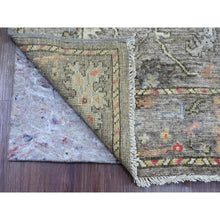 Load image into Gallery viewer, 2&#39;10&quot;x11&#39;10&quot; Faded Brown, Hand Knotted, Afghan Angora Oushak With Floral Pattern, Vegetable Dyes, 100% Wool, Runner, Oriental Rug FWR539802