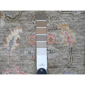2'10"x11'10" Faded Brown, Hand Knotted, Afghan Angora Oushak With Floral Pattern, Vegetable Dyes, 100% Wool, Runner, Oriental Rug FWR539802