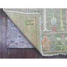 Load image into Gallery viewer, 2&#39;8&quot;x10&#39; Laurel Green, Afghan Angora Oushak with Colorful Cypress and Willow Design, Vegetable Dyes, 100% Wool, Hand Knotted, Runner, Oriental Rug FWR539808
