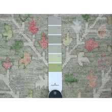 Load image into Gallery viewer, 2&#39;8&quot;x10&#39; Laurel Green, Afghan Angora Oushak with Colorful Cypress and Willow Design, Vegetable Dyes, 100% Wool, Hand Knotted, Runner, Oriental Rug FWR539808