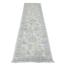 Load image into Gallery viewer, 2&#39;9&quot;x9&#39;5&quot; Chiffon White, Afghan Angora Oushak with Soft Color Leaf Design, Vegetable Dyes, 100% Wool, Hand Knotted, Runner, Oriental Rug FWR539814