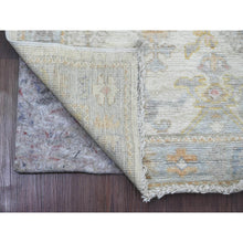 Load image into Gallery viewer, 2&#39;9&quot;x9&#39;5&quot; Chiffon White, Afghan Angora Oushak with Soft Color Leaf Design, Vegetable Dyes, 100% Wool, Hand Knotted, Runner, Oriental Rug FWR539814