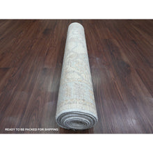Load image into Gallery viewer, 2&#39;9&quot;x9&#39;5&quot; Chiffon White, Afghan Angora Oushak with Soft Color Leaf Design, Vegetable Dyes, 100% Wool, Hand Knotted, Runner, Oriental Rug FWR539814
