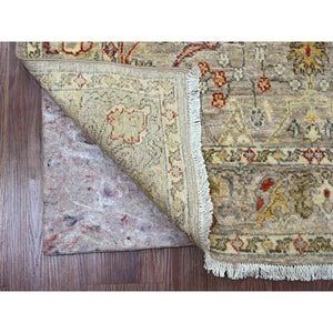 3'10"x5'9" Stone Gray, Hand Knotted, Peshawar with Bijar Garus Design, Aryana Collection, Vegetable Dyes, High Mountain Wool, Densely Woven, Oriental Rug FWR539826