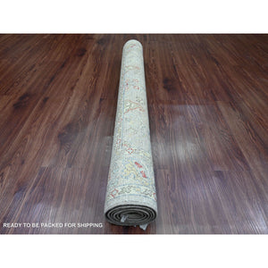 3'10"x5'9" Stone Gray, Hand Knotted, Peshawar with Bijar Garus Design, Aryana Collection, Vegetable Dyes, High Mountain Wool, Densely Woven, Oriental Rug FWR539826