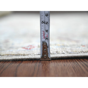 3'10"x5'9" Stone Gray, Hand Knotted, Peshawar with Bijar Garus Design, Aryana Collection, Vegetable Dyes, High Mountain Wool, Densely Woven, Oriental Rug FWR539826