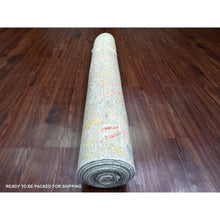 Load image into Gallery viewer, 4&#39;x15&#39;9&quot; Misty Gray, Soft Wool, Afghan Peshawar With Birds Of Paradise Design, Hand Knotted, Vegetable Dyes, Xl Runner, Oriental Rug FWR539862