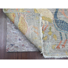 Load image into Gallery viewer, 4&#39;x10&#39;2&quot; Medium Gray, Afghan Peshawar with Birds of Paradise Design, Hand Knotted, Soft Wool, Vegetable Dyes, Wide Runner, Oriental Rug FWR539874