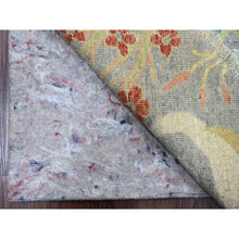 Load image into Gallery viewer, 10&#39;1&quot;x10&#39;1&quot; Spanish Gray, Afghan Peshawar with Birds of Paradise Design, Hand Knotted, Soft Wool, Vegetable Dyes, Round, Oriental Rug FWR539898