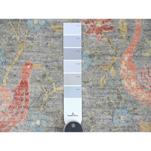 Load image into Gallery viewer, 10&#39;1&quot;x10&#39;1&quot; Spanish Gray, Afghan Peshawar With Birds Of Paradise Design, Hand Knotted, Soft Wool, Vegetable Dyes, Round, Oriental Rug FWR539898