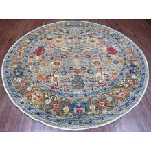 Load image into Gallery viewer, 10&#39;x10&#39; Cloud Gray, Peshawar with Ziegler Mahal Design, Hand Knotted, High Mountain Wool, Densely Woven, Round, Oriental Rug FWR539904