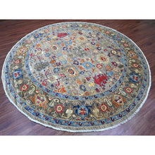 Load image into Gallery viewer, 10&#39;x10&#39; Cloud Gray, Peshawar With Ziegler Mahal Design, Hand Knotted, High Mountain Wool, Densely Woven, Round, Oriental Rug FWR539904