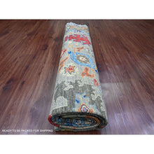 Load image into Gallery viewer, 10&#39;x10&#39; Cloud Gray, Peshawar With Ziegler Mahal Design, Hand Knotted, High Mountain Wool, Densely Woven, Round, Oriental Rug FWR539904