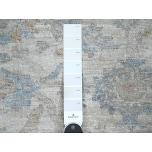 5'9"x5'9" Cascading White, Washed Out Peshawar with Heriz All Over Design, Densely Woven, High Mountain Wool, Hand Knotted, Round, Oriental Rug FWR539976