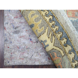 8'x8' Misty Gray, Peshawar with Antique Caucasian Influence Design, Hand Knotted, 100% Wool, Densely Woven, Round, Oriental Rug FWR539982