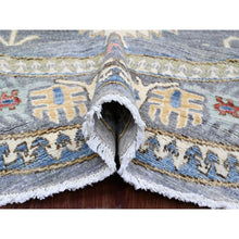 Load image into Gallery viewer, 8&#39;x8&#39; Misty Gray, Peshawar with Antique Caucasian Influence Design, Hand Knotted, 100% Wool, Densely Woven, Round, Oriental Rug FWR539982
