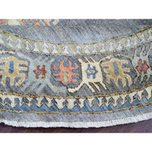 Load image into Gallery viewer, 8&#39;x8&#39; Misty Gray, Peshawar with Antique Caucasian Influence Design, Hand Knotted, 100% Wool, Densely Woven, Round, Oriental Rug FWR539982