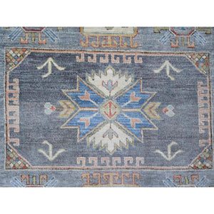 8'x8' Misty Gray, Peshawar with Antique Caucasian Influence Design, Hand Knotted, 100% Wool, Densely Woven, Round, Oriental Rug FWR539982