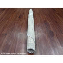 Load image into Gallery viewer, 4&#39;x4&#39; Spanish Gray, Washed Out, Afghan Peshawar with Heriz All Over Design, Hand Knotted, 100% Wool, Densely Woven, Round, Oriental Rug FWR539988