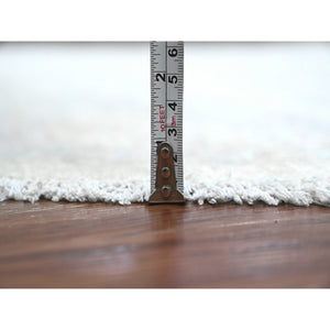 5'9"x5'9" Cascading White, Washed Out Peshawar with Heriz All Over Design, High Mountain Wool, Densely Woven, Hand Knotted, Round, Oriental Rug FWR539994