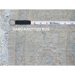 5'9"x5'9" Ivory Nain with All Over Flower Design Square Wool 250 KPSI Hand Knotted Fine Oriental Rug FWR376734