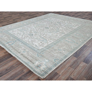 8'x9'8" Alabaster White, Afghan Oushak with All Over Vines Design, Supple Collection, Soft and Lush Pile, Velvety Wool, Densely Woven, Hand Knotted, Oriental Rug 99 FWR5394