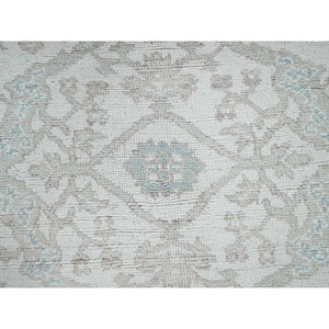 8'x9'8" Alabaster White, Afghan Oushak with All Over Vines Design, Supple Collection, Soft and Lush Pile, Velvety Wool, Densely Woven, Hand Knotted, Oriental Rug 99 FWR5394