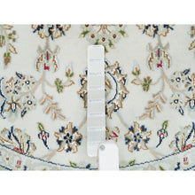Load image into Gallery viewer, 6&#39;5&quot;x6&#39;5&quot; Powder White, Organic Wool, Hand Knotted, Nain With Center Medallion Flower Design, 250 Kpsi, Round Oriental Rug FWR540024