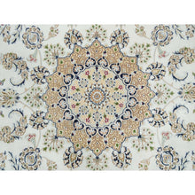 Load image into Gallery viewer, 6&#39;5&quot;x6&#39;5&quot; Powder White, Organic Wool, Hand Knotted, Nain With Center Medallion Flower Design, 250 Kpsi, Round Oriental Rug FWR540024