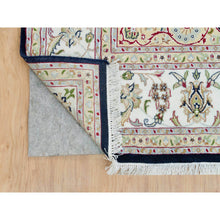 Load image into Gallery viewer, 7&#39;10&quot;x10&#39;1&quot; Midnight Blue, Hand Knotted, Nain with Center Medallion Flower Design, 250 KPSI, Soft Wool, Oriental Rug FWR540048