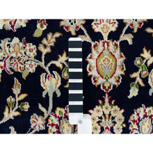 Load image into Gallery viewer, 7&#39;10&quot;x10&#39;1&quot; Midnight Blue, Hand Knotted, Nain with Center Medallion Flower Design, 250 KPSI, Soft Wool, Oriental Rug FWR540048