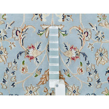Load image into Gallery viewer, 6&#39;x6&#39; Beau Blue, 250 Kpsi, Pure Wool, Hand Knotted, Nain With All Over Flower Design, Round Oriental Rug FWR540102
