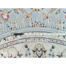 Load image into Gallery viewer, 6&#39;x6&#39; Beau Blue, Agra, Hand Knotted Vegetable Dyes With Shah Abbas All Over Floral Pattern, Densely Woven Natural Wool, Round Oriental Rug FWR456276