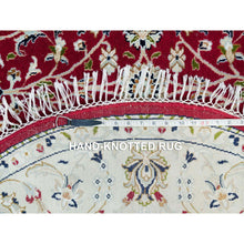 Load image into Gallery viewer, 4&#39;10&quot;x4&#39;10&quot; Onyx Black, Tabriz Mahi with Fish Medallion Design, 175 KPSI, Pure Wool, Hand Knotted, Round, Oriental Rug FWR546462