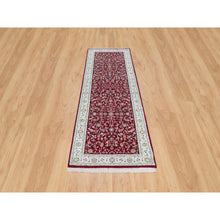 Load image into Gallery viewer, 2&#39;9&quot;x8&#39;2&quot; Burgundy Red, Hand Knotted, Nain With All Over Flower Design, 250 Kpsi, Organic Wool, Runner Oriental Rug FWR540132