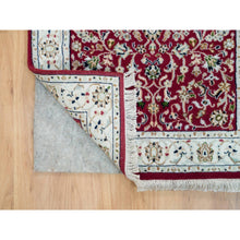 Load image into Gallery viewer, 2&#39;9&quot;x8&#39;2&quot; Burgundy Red, Hand Knotted, Nain With All Over Flower Design, 250 Kpsi, Organic Wool, Runner Oriental Rug FWR540132