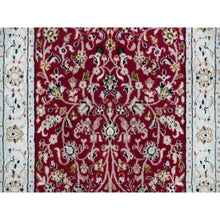 Load image into Gallery viewer, 2&#39;9&quot;x8&#39;2&quot; Burgundy Red, Hand Knotted, Nain With All Over Flower Design, 250 Kpsi, Organic Wool, Runner Oriental Rug FWR540132