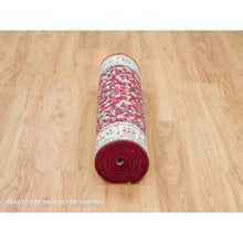Load image into Gallery viewer, 2&#39;9&quot;x8&#39;2&quot; Burgundy Red, Hand Knotted, Nain With All Over Flower Design, 250 Kpsi, Organic Wool, Runner Oriental Rug FWR540132