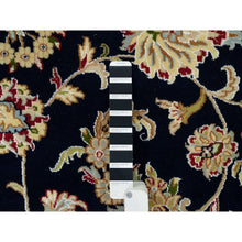 Load image into Gallery viewer, 9&#39;10&quot;x9&#39;10&quot; Midnight Blue, 250 KPSI, Extra Soft Wool, Hand Knotted, Nain with Center Medallion Flower Design, Round Oriental Rug FWR540144
