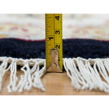 Load image into Gallery viewer, 9&#39;10&quot;x9&#39;10&quot; Midnight Blue, 250 KPSI, Extra Soft Wool, Hand Knotted, Nain with Center Medallion Flower Design, Round Oriental Rug FWR540144