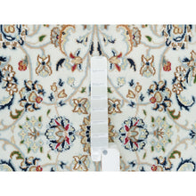 Load image into Gallery viewer, 4&#39;1&quot;x4&#39;1&quot; Powder White, Hand Knotted, Nain With All Over Flower Design, 250 Kpsi, Soft Wool, Round Oriental Rug FWR540156