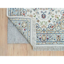 Load image into Gallery viewer, 2&#39;8&quot;x13&#39; Powder White, Hand Knotted, Nain With Center Medallion Flower Design, 250 Kpsi, Organic Wool, Runner Oriental Rug FWR540168